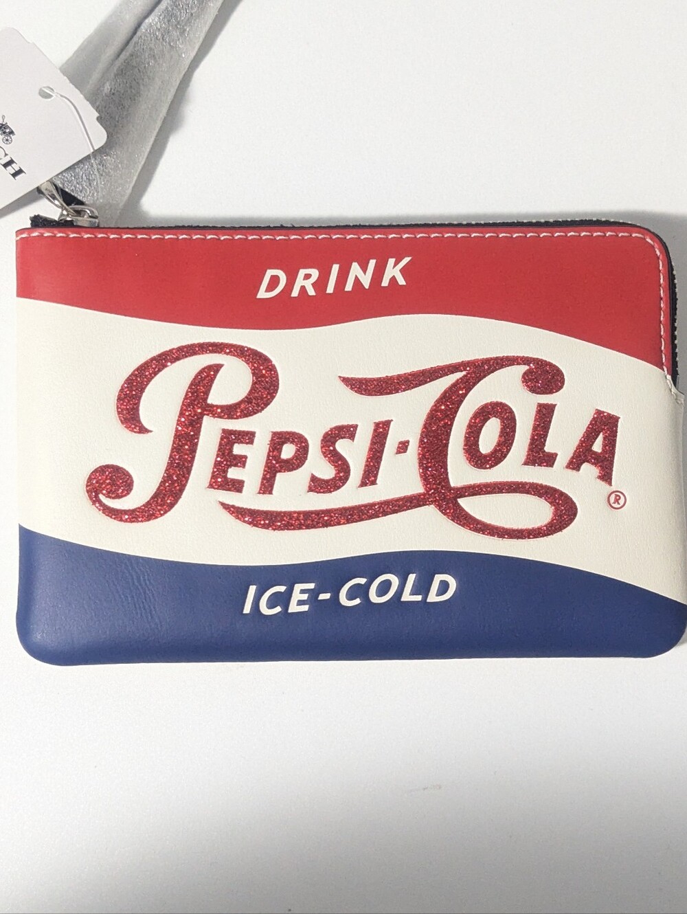 Coach Pepsi Cola Collab Zip Wristlet Red White Blue Collector's Limited Edition - Picture 3 of 15